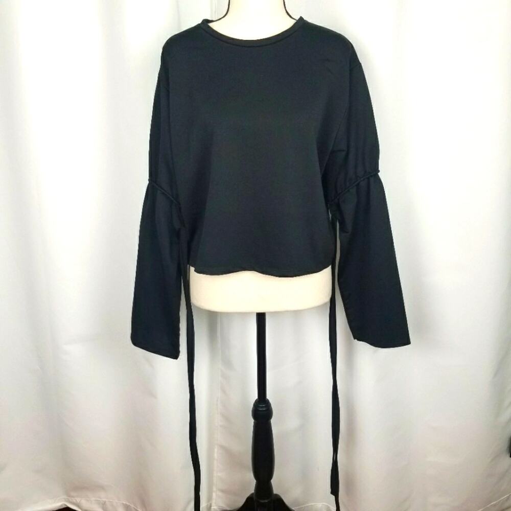 Zara Trafaluc Boho Black Long sleeve blouse - Size Small